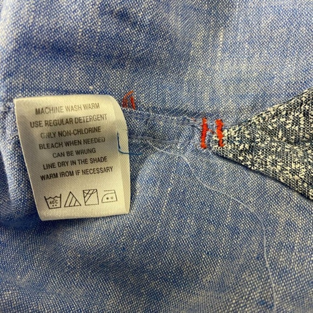 Age of Wisdom Mens XL Blue Long Sleeve Flip Cuffs Linen Cotton Shirt - Picture 7 of 7